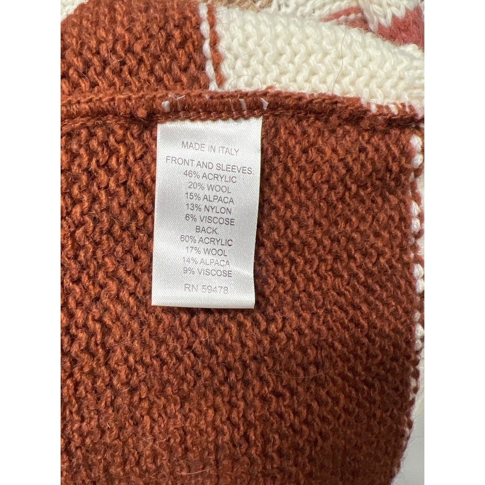 Boho Aztec Cardigan Womens M NWT‎ Made in Italy Earth Tone Cozy Fall Sweater - Picture 3 of 4